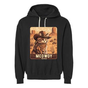 Meowdy! Funny Country Music Cat Cowboy Hat Poster Garment-Dyed Fleece Hoodie