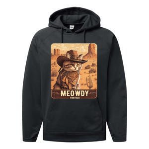 Meowdy! Funny Country Music Cat Cowboy Hat Poster Performance Fleece Hoodie