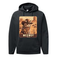 Meowdy! Funny Country Music Cat Cowboy Hat Poster Performance Fleece Hoodie