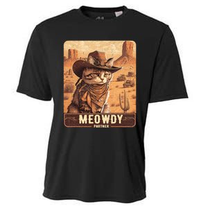 Meowdy! Funny Country Music Cat Cowboy Hat Poster Cooling Performance Crew T-Shirt