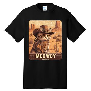 Meowdy! Funny Country Music Cat Cowboy Hat Poster Tall T-Shirt