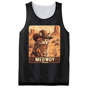 Meowdy! Funny Country Music Cat Cowboy Hat Poster Mesh Reversible Basketball Jersey Tank