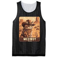 Meowdy! Funny Country Music Cat Cowboy Hat Poster Mesh Reversible Basketball Jersey Tank