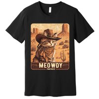 Meowdy! Funny Country Music Cat Cowboy Hat Poster Premium T-Shirt