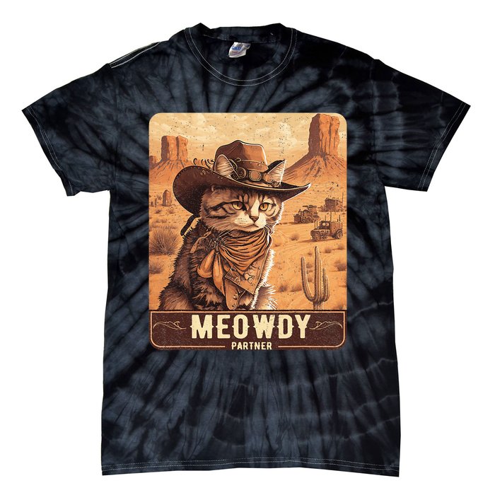 Meowdy! Funny Country Music Cat Cowboy Hat Poster Tie-Dye T-Shirt