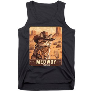 Meowdy! Funny Country Music Cat Cowboy Hat Poster Tank Top