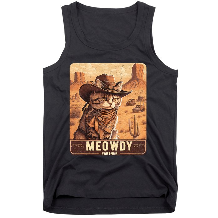 Meowdy! Funny Country Music Cat Cowboy Hat Poster Tank Top