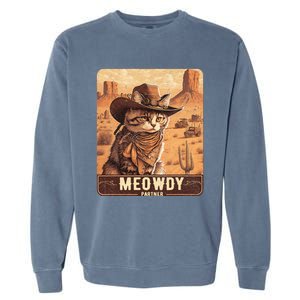 Meowdy! Funny Country Music Cat Cowboy Hat Poster Garment-Dyed Sweatshirt