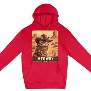 Meowdy! Funny Country Music Cat Cowboy Hat Poster Premium Pullover Hoodie