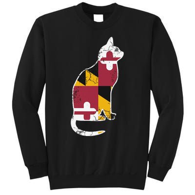 Maryland Flag Calico Cat Vintage Distressed Fade Sweatshirt