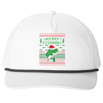 Merry Fishmas Christmas Fishing Gift Snapback Five-Panel Rope Hat