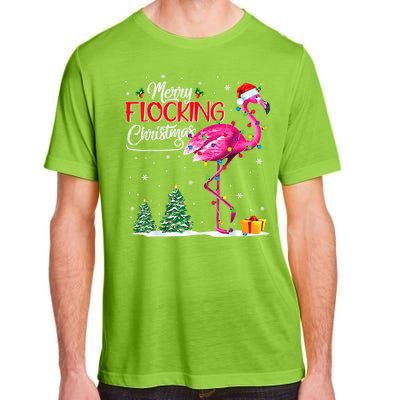 Merry Flocking Christmas Flamingo Pink In Santa Hat Xmas Cute Gift Adult ChromaSoft Performance T-Shirt