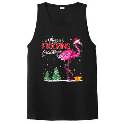 Merry Flocking Christmas Flamingo Pink In Santa Hat Xmas Cute Gift PosiCharge Competitor Tank