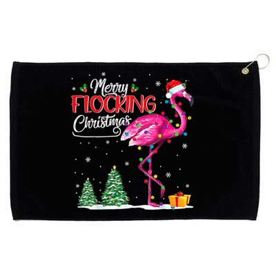 Merry Flocking Christmas Flamingo Pink In Santa Hat Xmas Cute Gift Grommeted Golf Towel