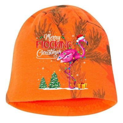 Merry Flocking Christmas Flamingo Pink In Santa Hat Xmas Cute Gift Kati - Camo Knit Beanie