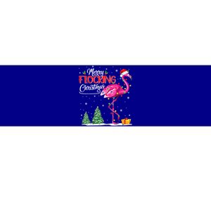 Merry Flocking Christmas Flamingo Pink In Santa Hat Xmas Cute Gift Bumper Sticker