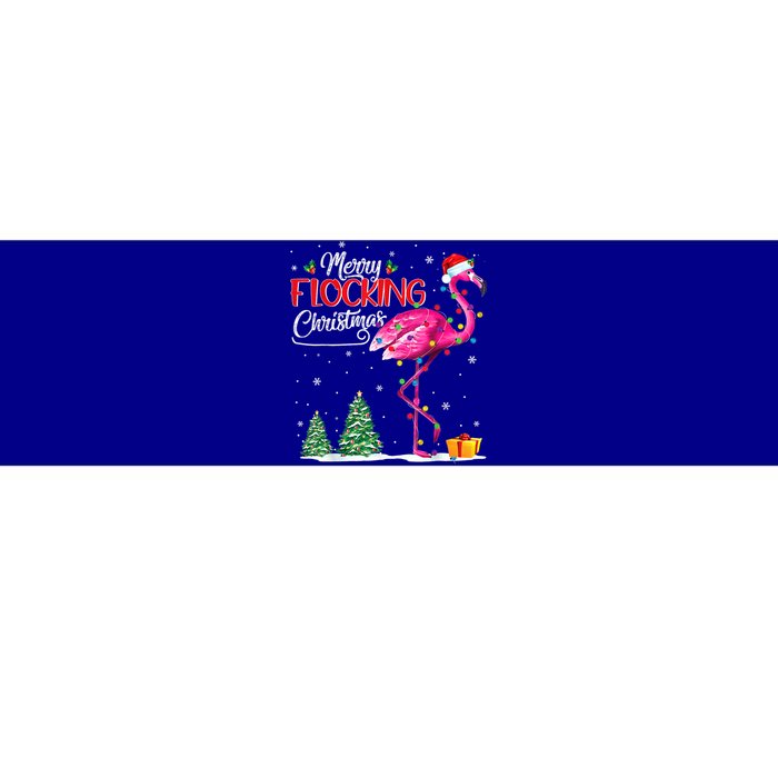 Merry Flocking Christmas Flamingo Pink In Santa Hat Xmas Cute Gift Bumper Sticker