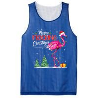 Merry Flocking Christmas Flamingo Pink In Santa Hat Xmas Cute Gift Mesh Reversible Basketball Jersey Tank