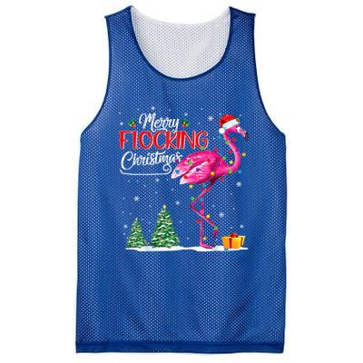 Merry Flocking Christmas Flamingo Pink In Santa Hat Xmas Cute Gift Mesh Reversible Basketball Jersey Tank