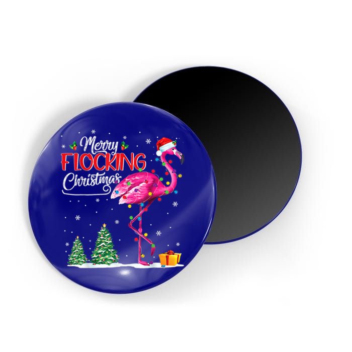 Merry Flocking Christmas Flamingo Pink In Santa Hat Xmas Cute Gift Magnet