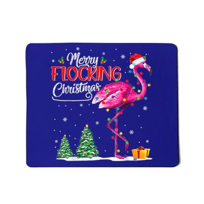 Merry Flocking Christmas Flamingo Pink In Santa Hat Xmas Cute Gift Mousepad