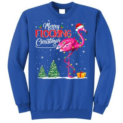 Merry Flocking Christmas Flamingo Pink In Santa Hat Xmas Cute Gift Tall Sweatshirt