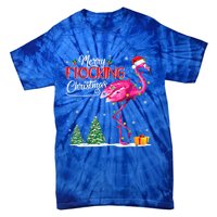 Merry Flocking Christmas Flamingo Pink In Santa Hat Xmas Cute Gift Tie-Dye T-Shirt