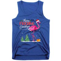 Merry Flocking Christmas Flamingo Pink In Santa Hat Xmas Cute Gift Tank Top