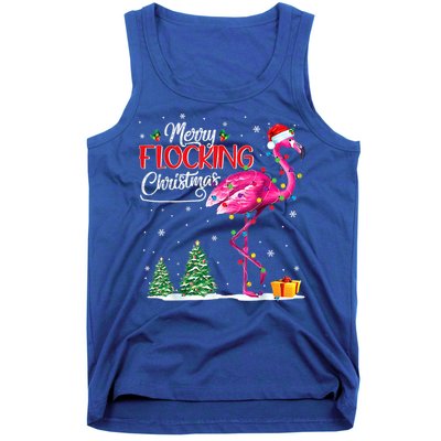 Merry Flocking Christmas Flamingo Pink In Santa Hat Xmas Cute Gift Tank Top