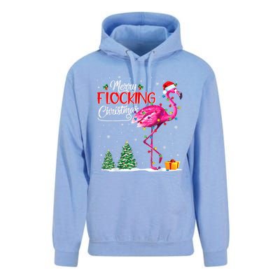 Merry Flocking Christmas Flamingo Pink In Santa Hat Xmas Cute Gift Unisex Surf Hoodie