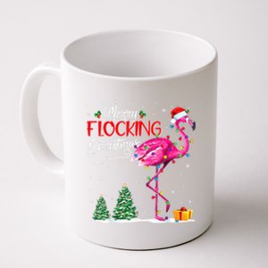 Merry Flocking Christmas Flamingo Pink In Santa Hat Xmas Cute Gift Coffee Mug