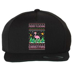 Merry Flocking Christmas Pajama Funny Flamingo Ugly Xmas Gift Wool Snapback Cap