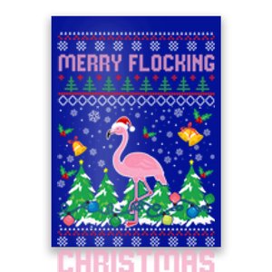 Merry Flocking Christmas Pajama Funny Flamingo Ugly Xmas Gift Poster