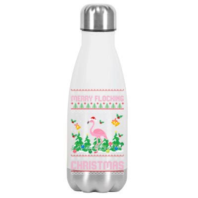 Merry Flocking Christmas Pajama Funny Flamingo Ugly Xmas Gift Stainless Steel Insulated Water Bottle