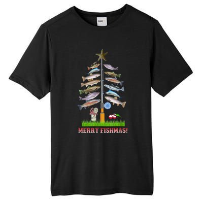 Merry Fishmas Christmas Tree Funny Gift Cute Gift Tall Fusion ChromaSoft Performance T-Shirt