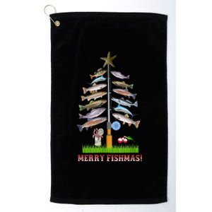 Merry Fishmas Christmas Tree Funny Gift Cute Gift Platinum Collection Golf Towel