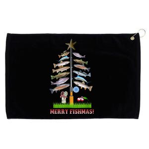 Merry Fishmas Christmas Tree Funny Gift Cute Gift Grommeted Golf Towel