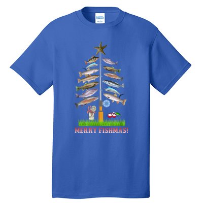 Merry Fishmas Christmas Tree Funny Gift Cute Gift Tall T-Shirt