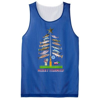 Merry Fishmas Christmas Tree Funny Gift Cute Gift Mesh Reversible Basketball Jersey Tank