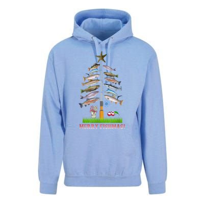 Merry Fishmas Christmas Tree Funny Gift Cute Gift Unisex Surf Hoodie