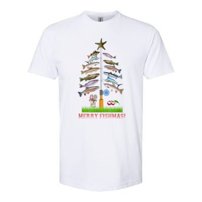 Merry Fishmas Christmas Tree Funny Gift Cute Gift Softstyle CVC T-Shirt