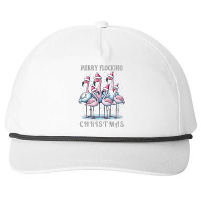 Merry Flocking Christmas Pink Flamingoes With Santa Hat Meaningful Gift Snapback Five-Panel Rope Hat