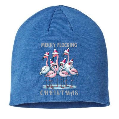 Merry Flocking Christmas Pink Flamingoes With Santa Hat Meaningful Gift Sustainable Beanie