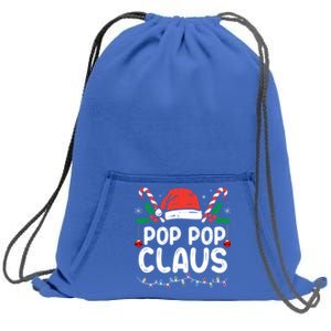 Matching Family Christmas Pajama Xmas Lights Pop Pop Claus Gift Sweatshirt Cinch Pack Bag