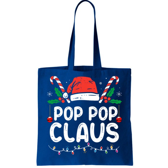 Matching Family Christmas Pajama Xmas Lights Pop Pop Claus Gift Tote Bag