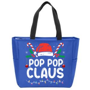 Matching Family Christmas Pajama Xmas Lights Pop Pop Claus Gift Zip Tote Bag