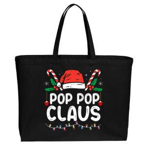 Matching Family Christmas Pajama Xmas Lights Pop Pop Claus Gift Cotton Canvas Jumbo Tote