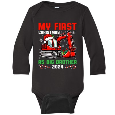 My First Christmas As Big Brother 2024 Promoted To Big Bro Baby Long Sleeve Bodysuit