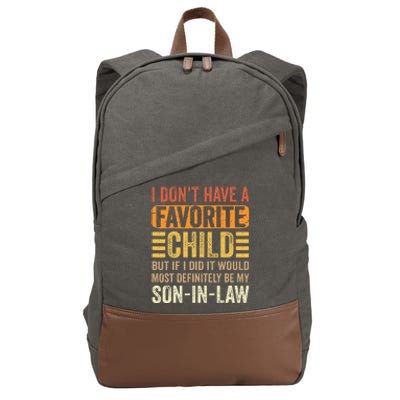 My Favorite Child  Most Definitely My SonInLaw  Funny Cotton Canvas Backpack