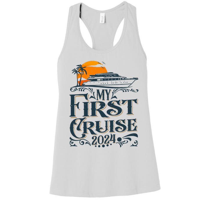 My First Cruise 2024 Family Vacation Cruise Ship Travel Women's Racerback Tank